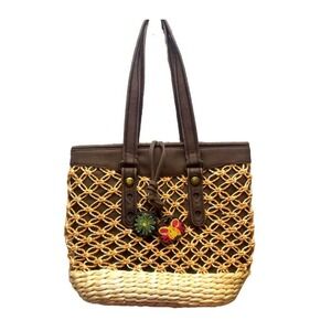Lucky Brand Bag Straw Raffia Bucket‎ Tote Boho Festival Market Purse Beach